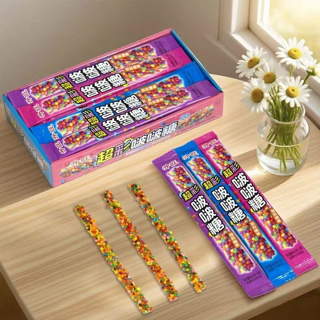 升旺超彩啵啵糖爆款网红超彩卷卷豆水果彩虹糖小卖部儿童休闲零食