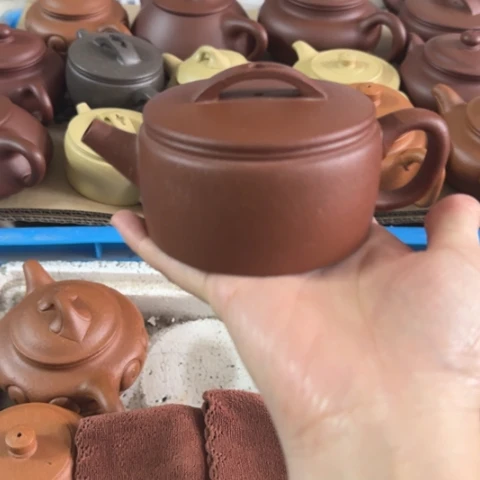 紫砂茶壶红降坡泥200cc