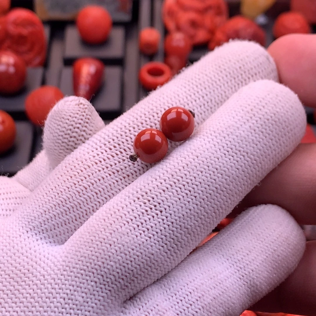 南红玛瑙未镶嵌川料原矿满色满肉圆珠对珠8mm