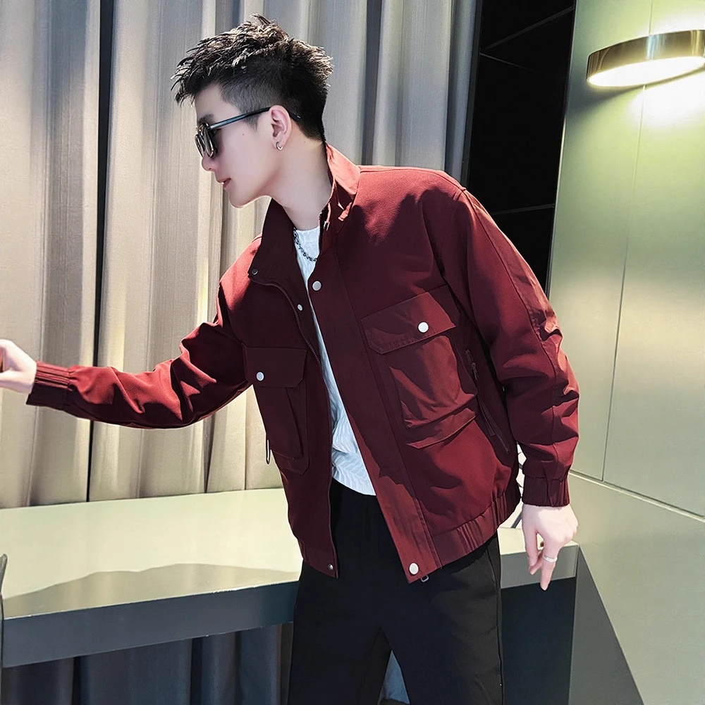 高级感立领夹克外套男潮牌潮流痞帅工装衣服男款2025新款男士秋冬