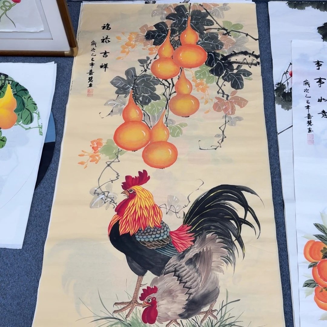 国画四尺尺寸70X140纯手绘作品