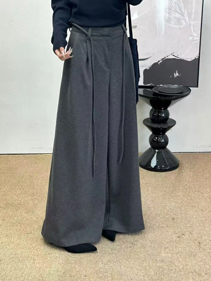 慢慢【101-130】肌理感气质显瘦阔腿休闲裤女秋冬新款松弛感长裤子