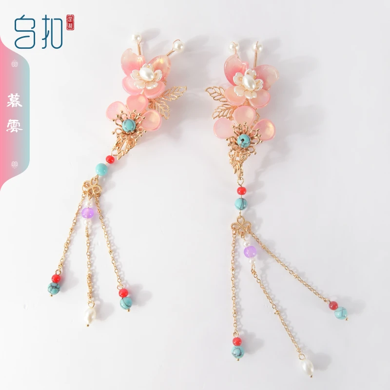 乌扣暮云儿童流苏发夹中国风汉服配饰发饰古风头饰头花女童少女