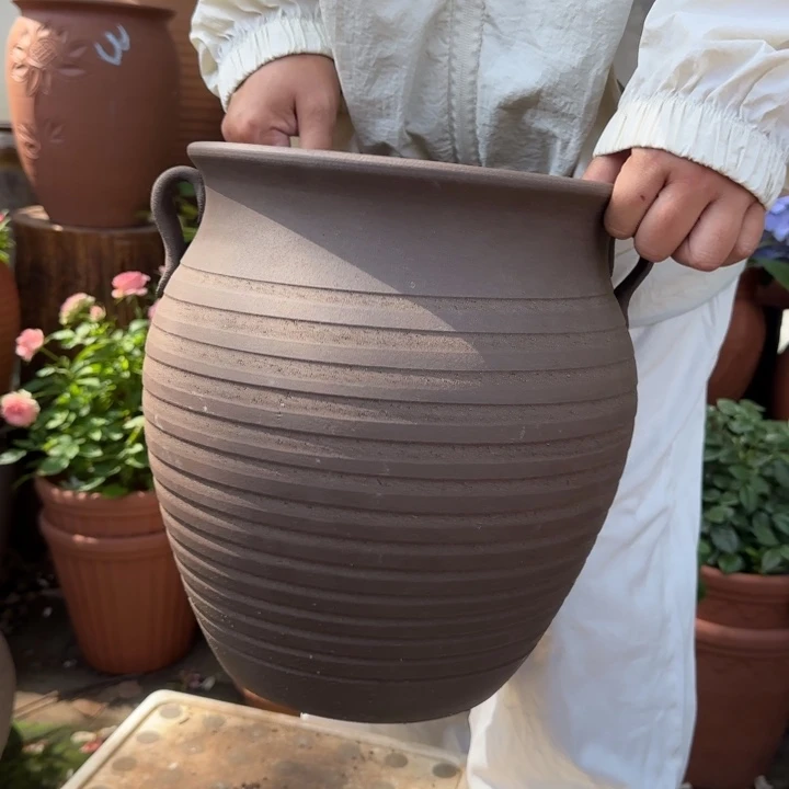 紫砂花盆口25高30宜兴紫砂