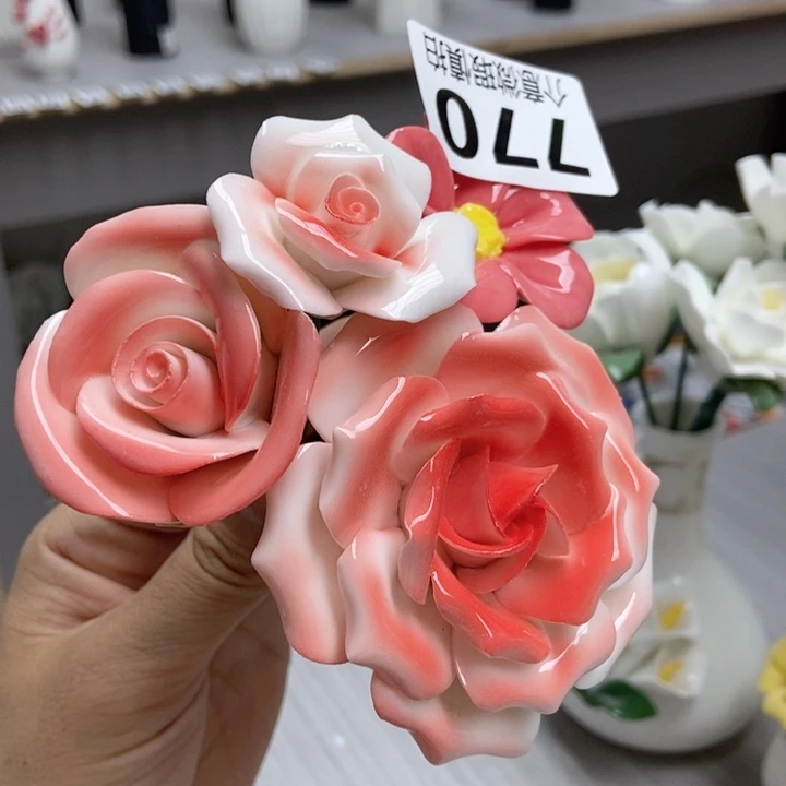 摆件手工制作陶瓷花