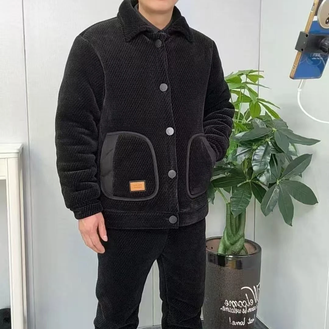 特厚居家外出家居服三层加厚男上衣保暖耐磨巨厚棉袄保暖棉服上衣