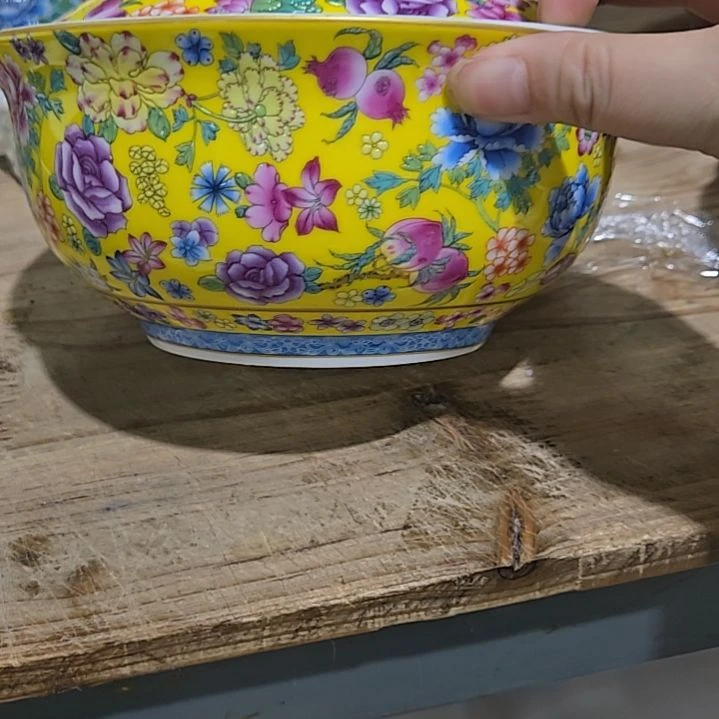瓷片微瑕珐琅彩万花7寸1个泡面碗66666