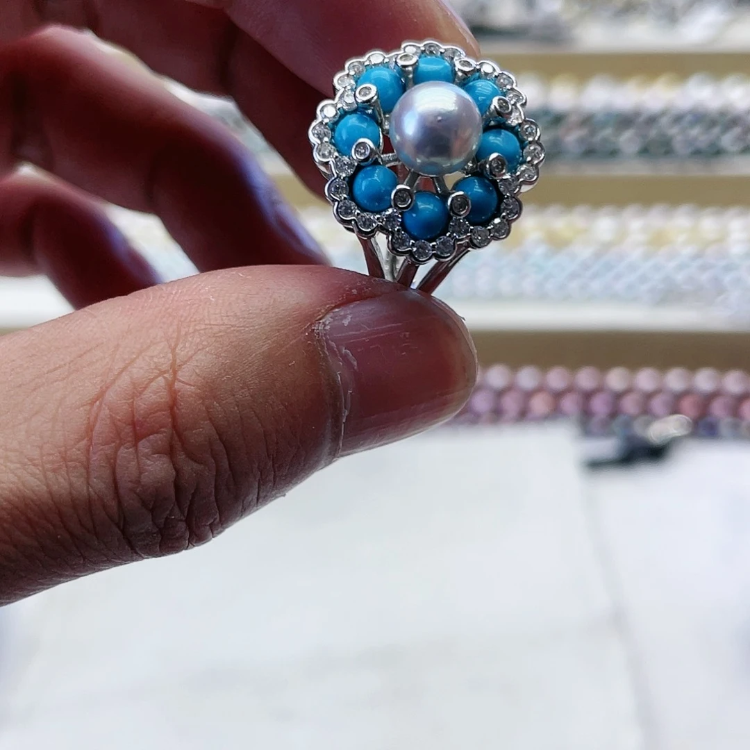 海水珍珠戒指银S925镶嵌