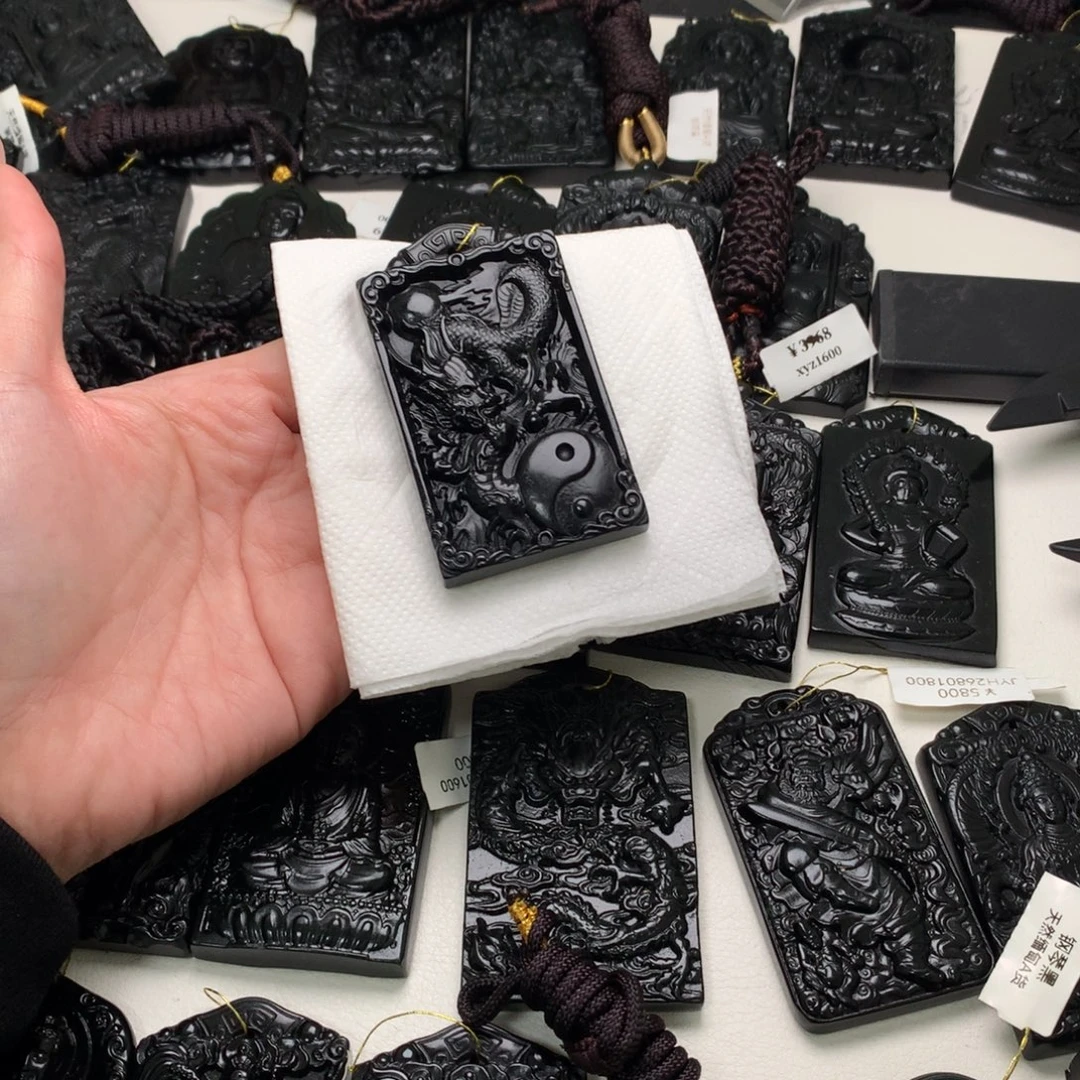 天然缅甸a货钢琴黑挂件