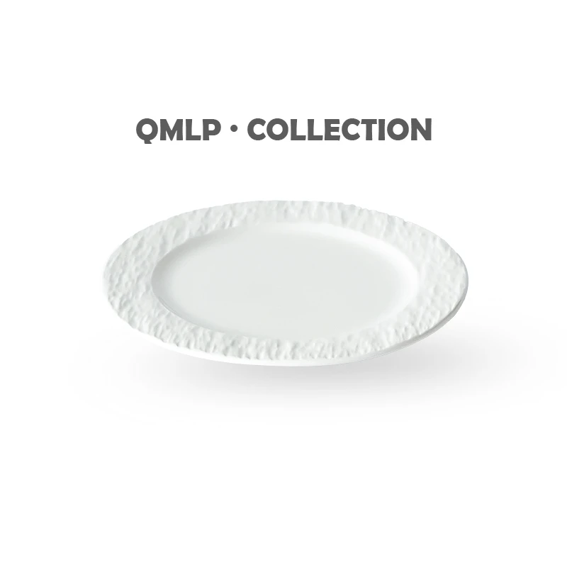 20cm*1.8cm QIAMMU 空山系列-岩边8英寸盘子陶瓷浮雕纹盘餐厅同款