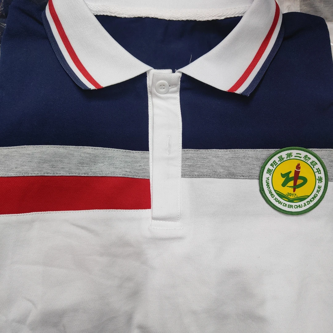 原阳二中初高中珠地棉校服短袖蓝色