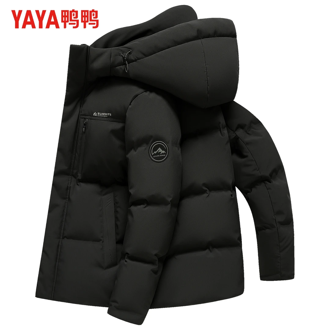 鸭鸭冬季羽绒服男士时尚休闲短款连帽石墨烯蓄热保暖外套男女同款