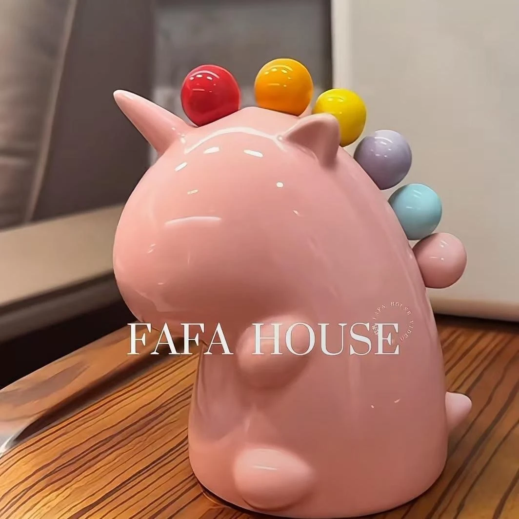 可爱独角兽陶瓷水果叉套装家用餐桌高颜值实用摆件儿童餐具小叉子