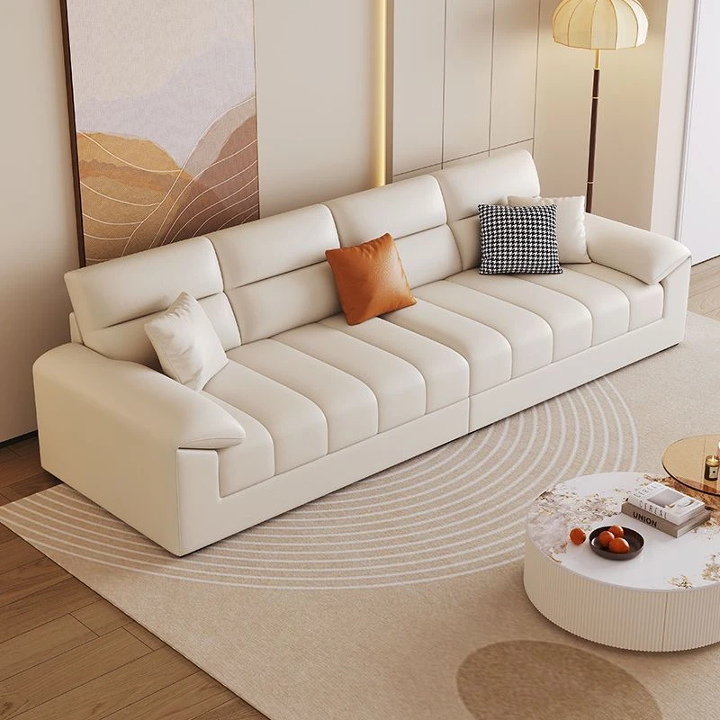 2025新款奶油轻奢科技布沙发客厅小户型家用卧室真皮沙发直排沙发