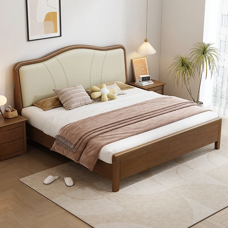 金丝檀实木储物1.5x2米双人床简约大床主主卧室1.8*2米的男孩床
