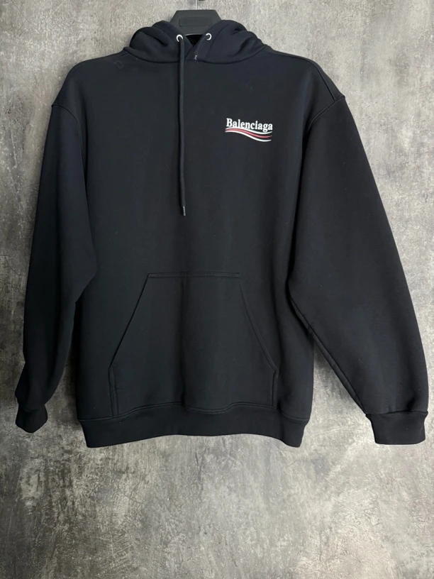 全新未使用 Balenciaga/巴黎世家 黑色前后可乐印花帽衫/00327