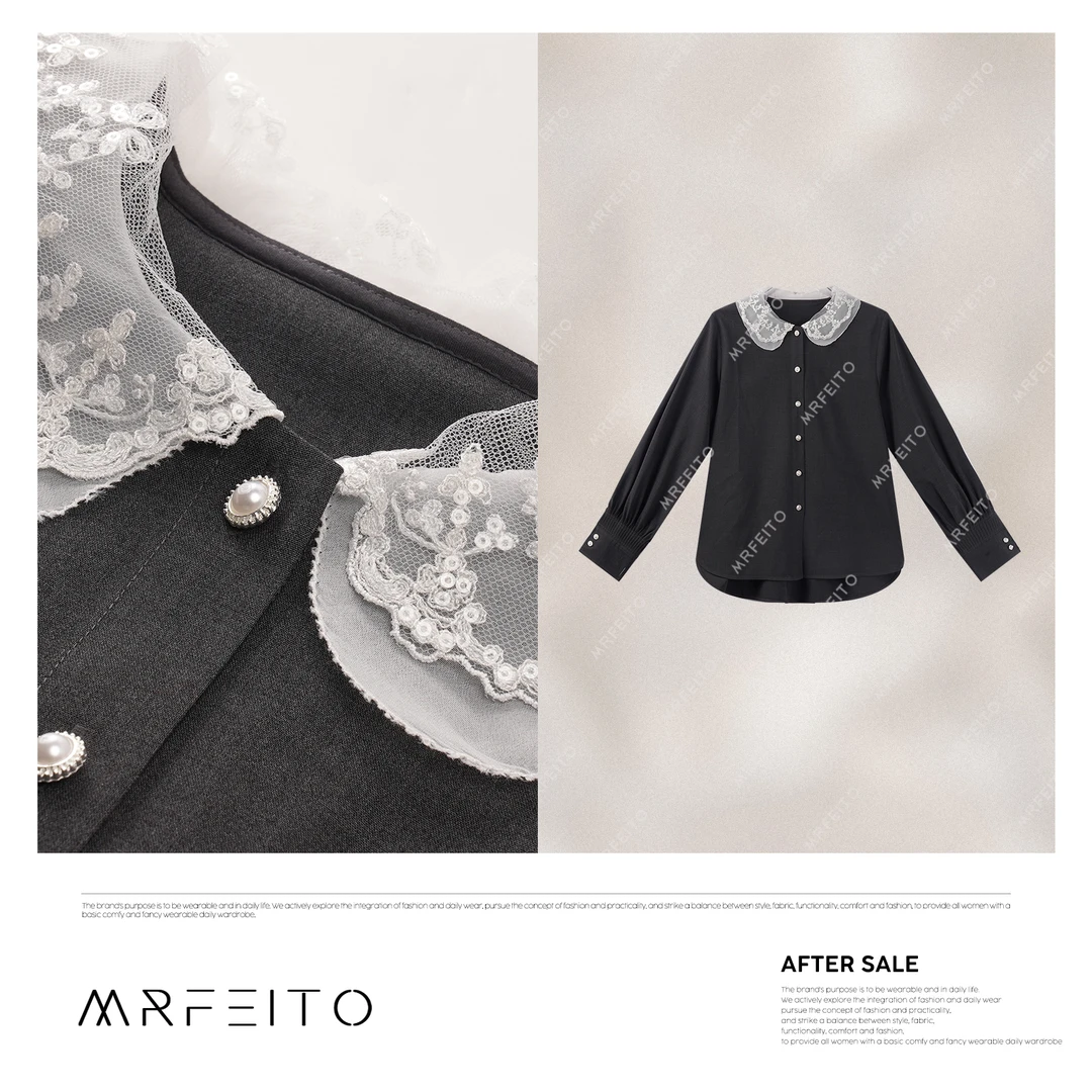 2025年春季新款时尚蕾丝翻领女士衬衫H8C02C30390