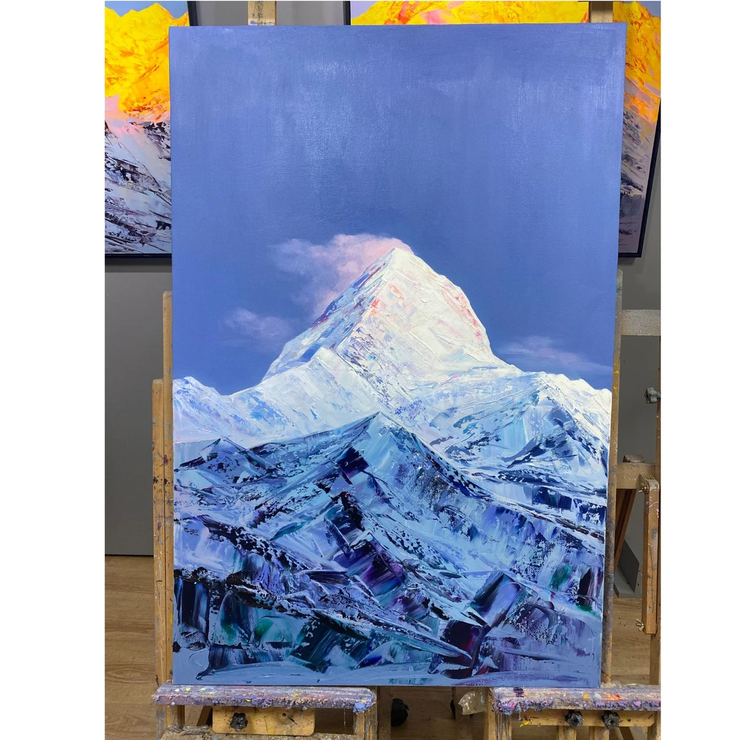 日照金山/油画/贡嘎雪山/画芯80x120cm
