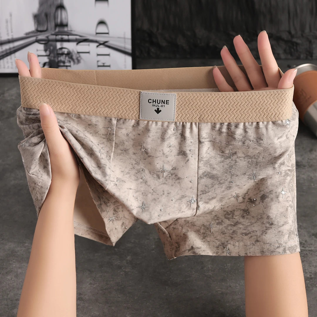 星空男士内裤四角印花时尚个性舒适透气平角裤青年运动中腰短裤衩