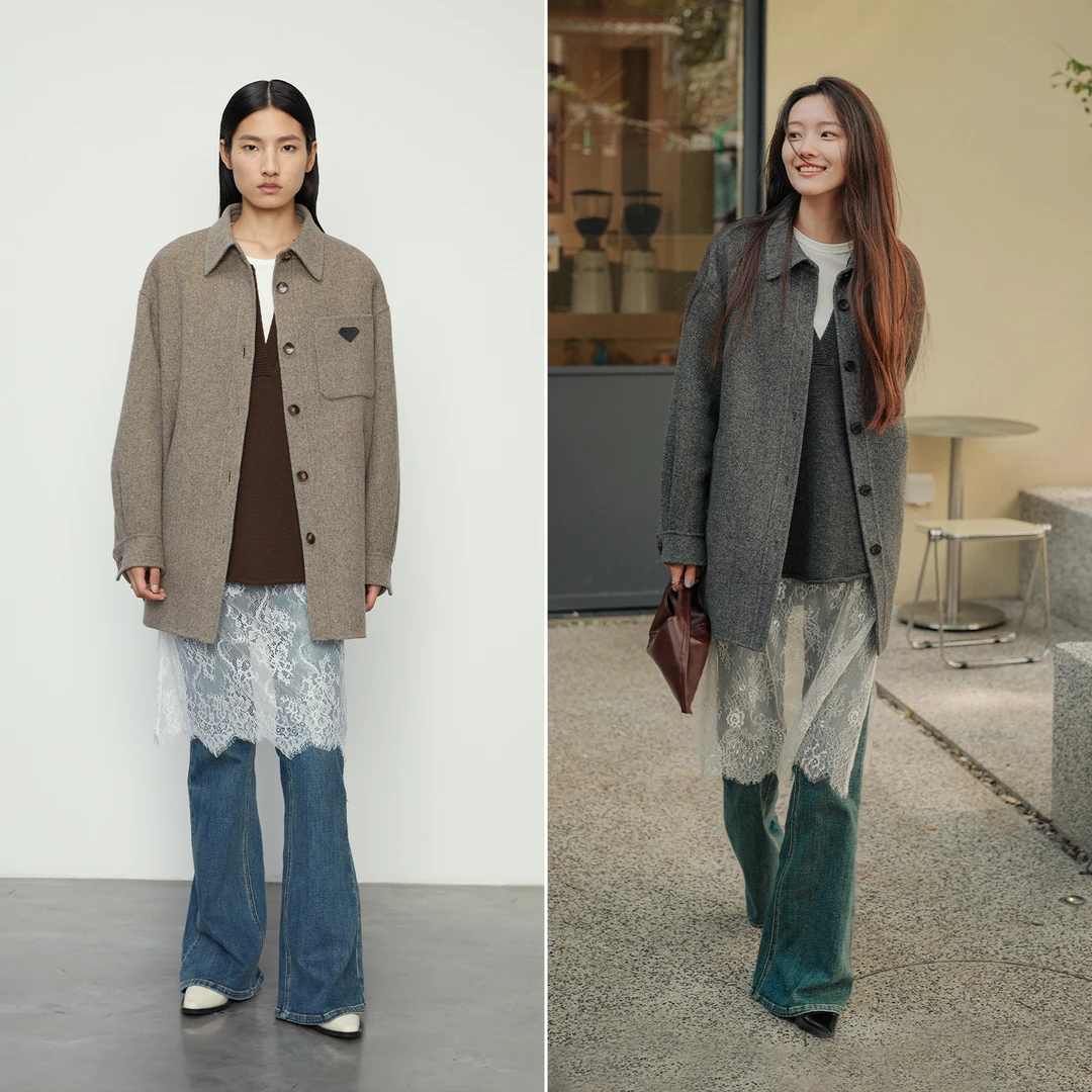 2025冬季短款宽松复古风长袖常规款式NS针织毛呢大外套经典风格