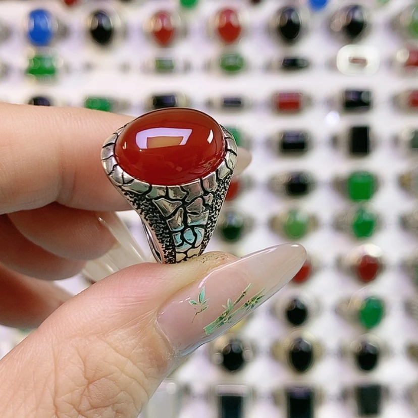 【闪购商品】银S925镶嵌戒指玛瑙/玉髓