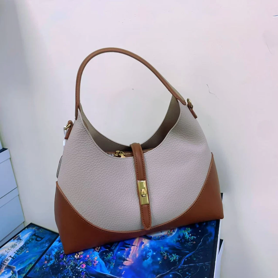 7899-1#米/棕【尺寸：长-宽-高-】潮流气质休闲百搭时尚女士单肩包