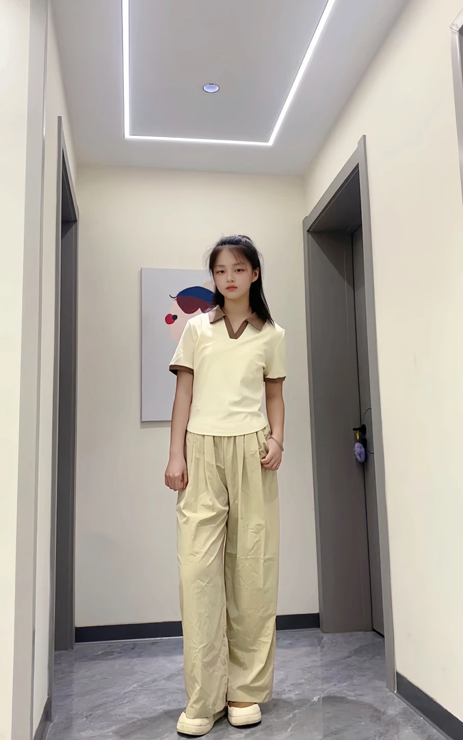 夏季女装同款青少年女大童高腰宽松慵懒风休闲百搭长裤山本阔腿裤