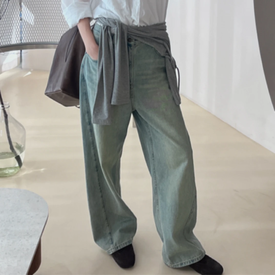 【VIINS】YP 25年夏季新款低腰宽松牛仔裤复古宽腿裤女2394