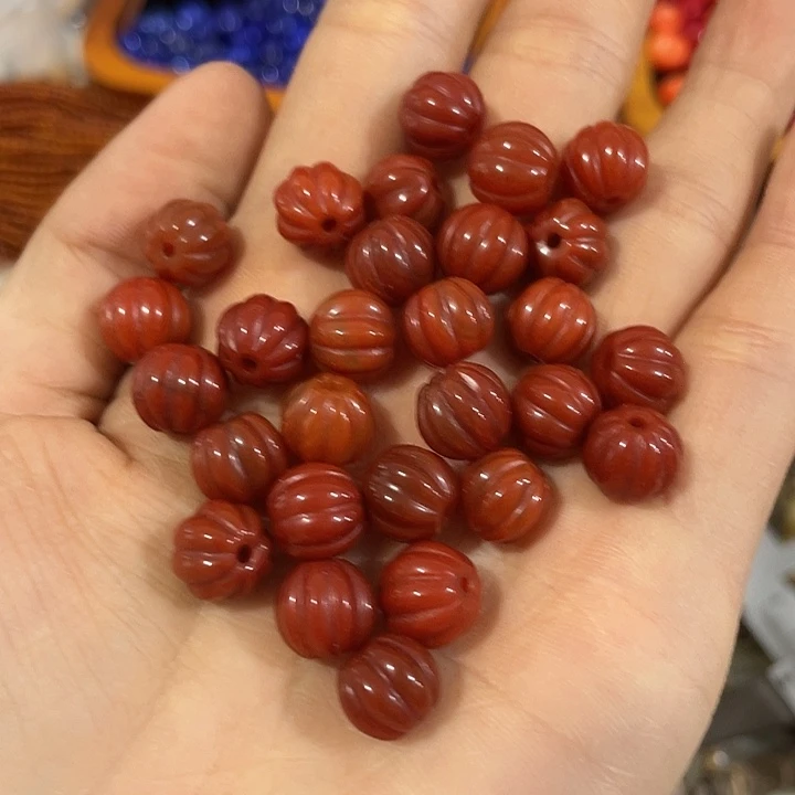 合金玛瑙/玉髓珠宝半成品2个小号南瓜珠