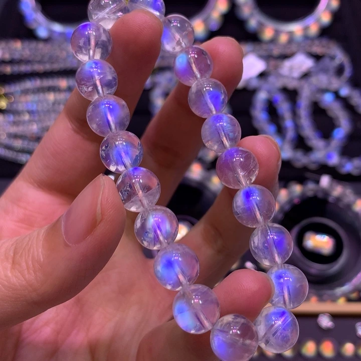 手链未镶嵌月光石11印度料蓝月玻璃体9.8mm