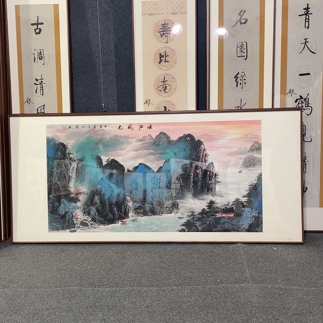 国画手绘画带框发货