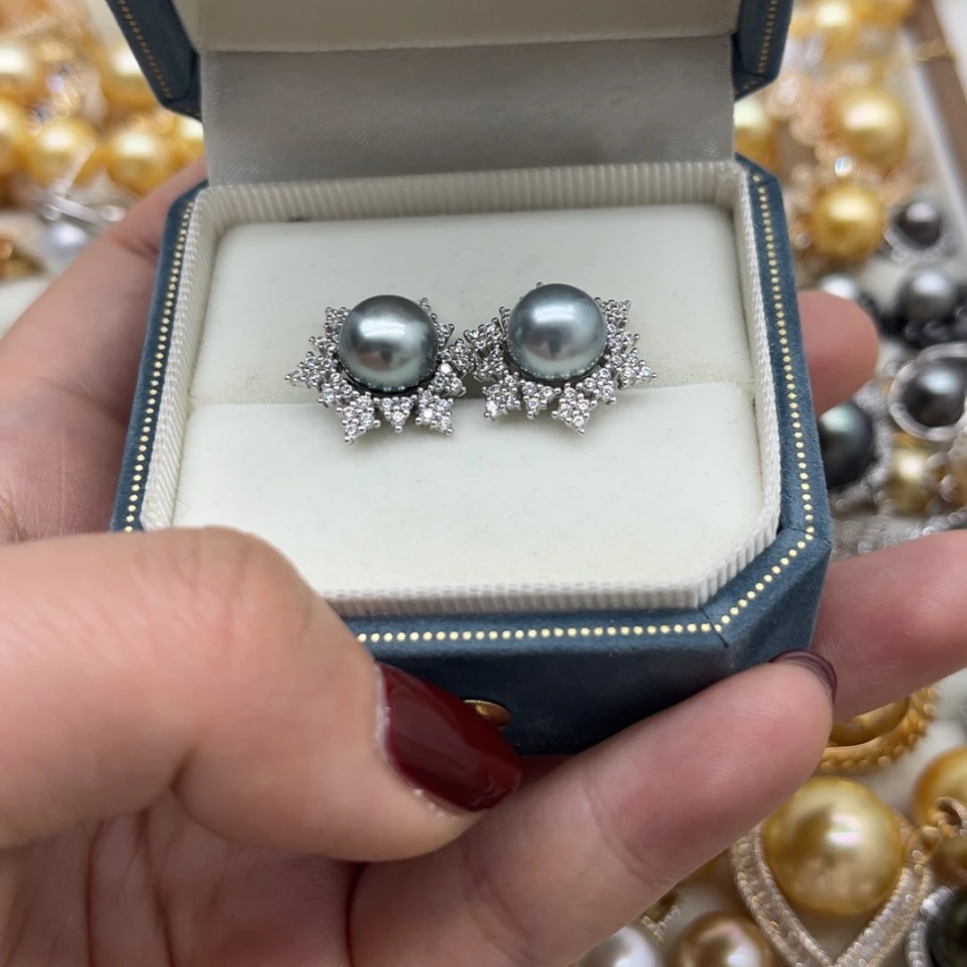 耳饰海水珍珠银S925镶嵌