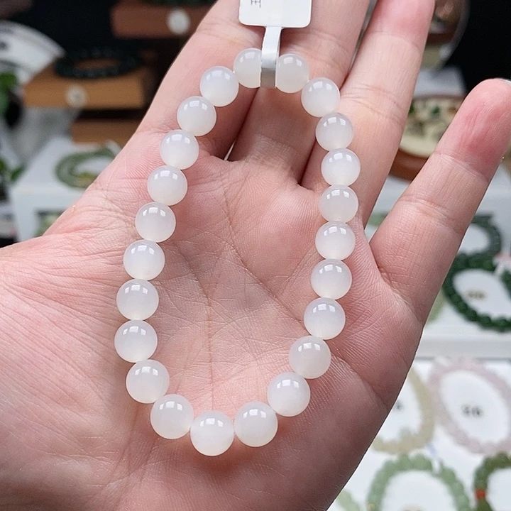 手串未镶嵌和田玉月***糖8mm