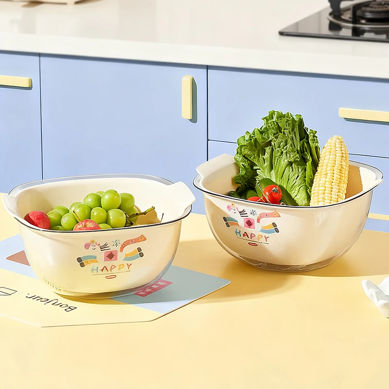 洗水果沥水篮迷你可爱高颜值大号双层沥水果盘菜篮厨房家用洗菜盆