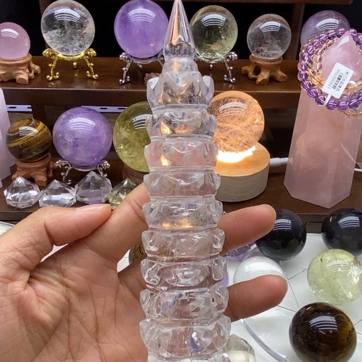 水晶未镶嵌摆件天然白水晶文昌塔