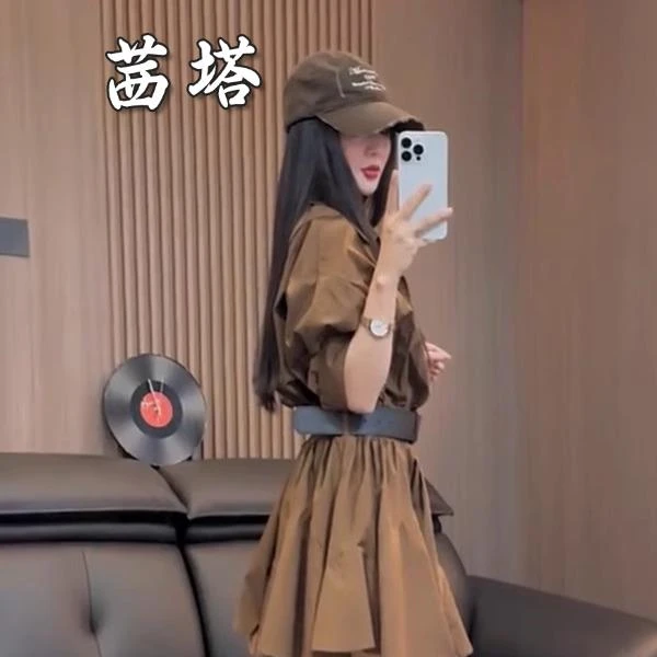 法式高级感欧货衬衫连衣裙2025年早春新款韩系气质收腰显瘦短裙子