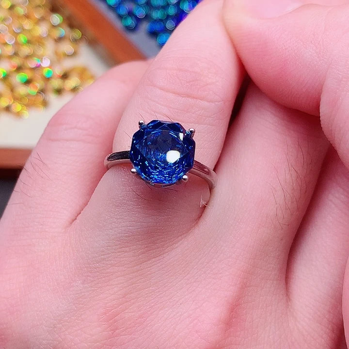 托帕石戒指银S925镶嵌