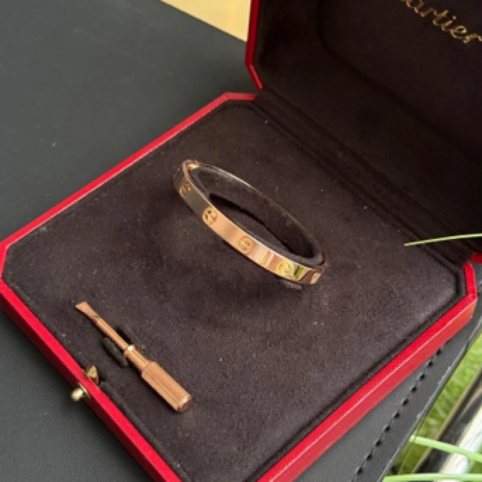 99新 Cartier/卡地亚 16号 玫瑰金宽版love手镯