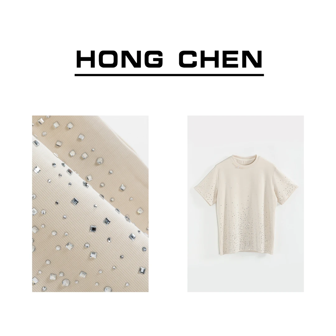 【虹辰·满天星】高端重工烫钻气质上衣高级百搭显瘦时尚优雅-HC1031