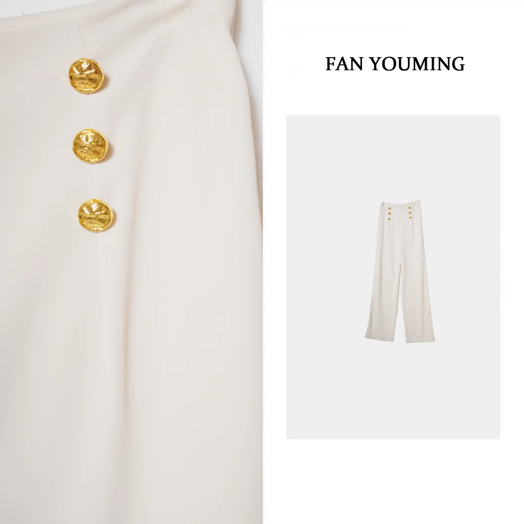 法式纯色阔腿裤高腰拼接休闲裤长裤轻奢短裤夏季气质休闲时尚