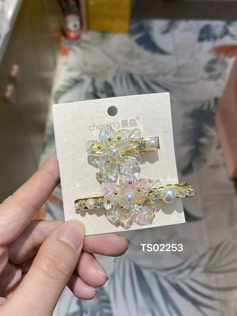 晨晶冰透小花对夹鸭嘴夹发夹