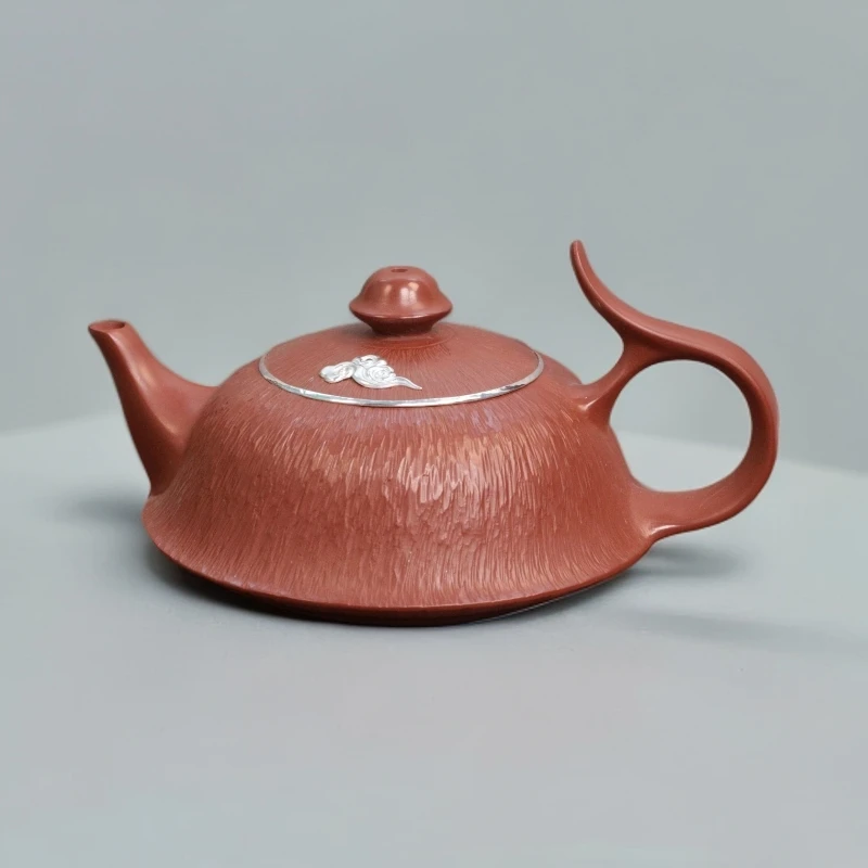 包银口跳刀将军壶 手拉壶潮州超薄胎小品壶全手工朱泥冲灌茶器