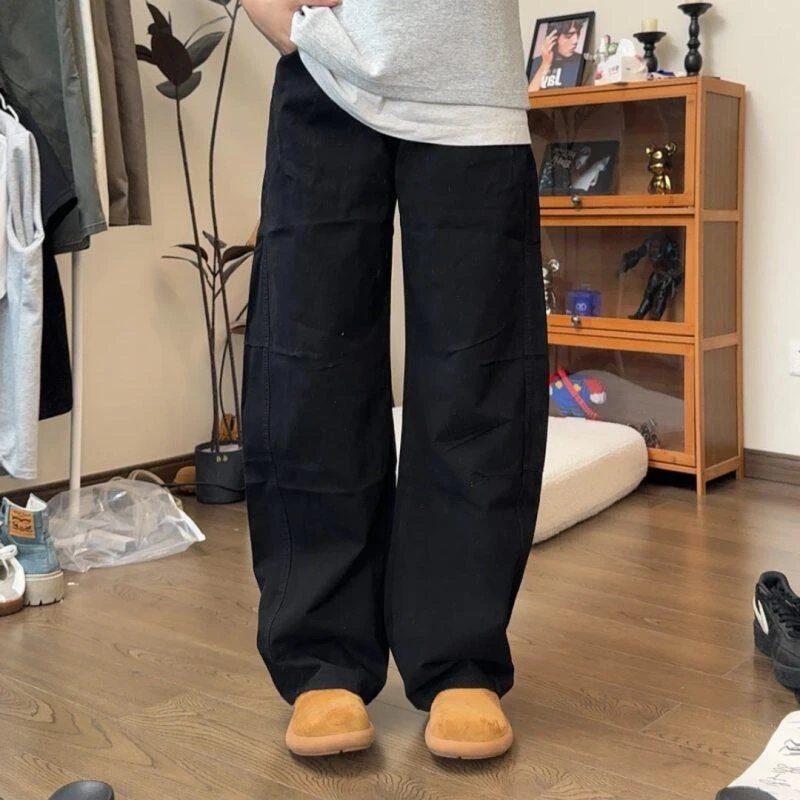 春夏新款美式穿搭弯刀休闲裤男潮牌高级感宽松直筒vibe阔腿裤