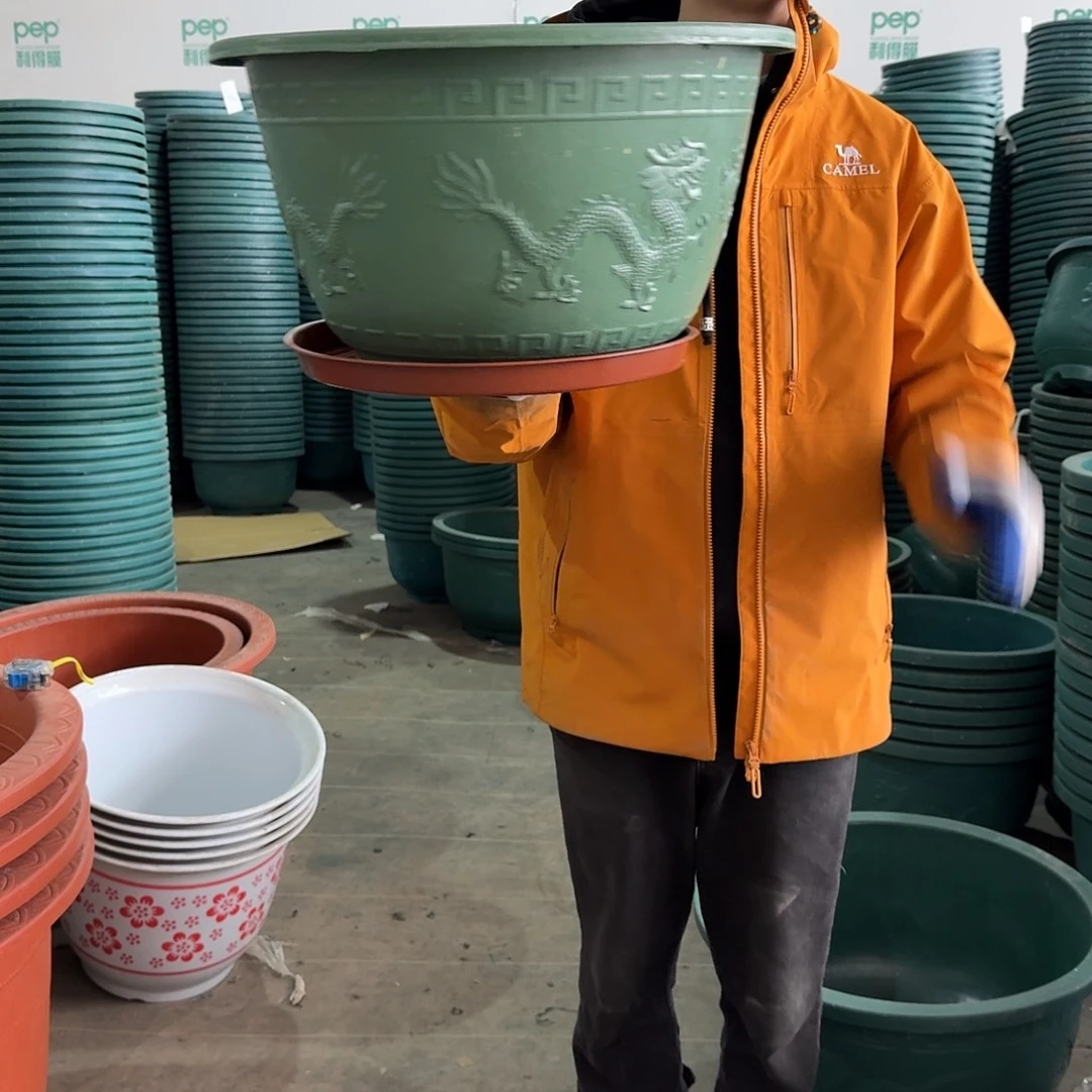 45树脂龙盆有孔2，托盘2