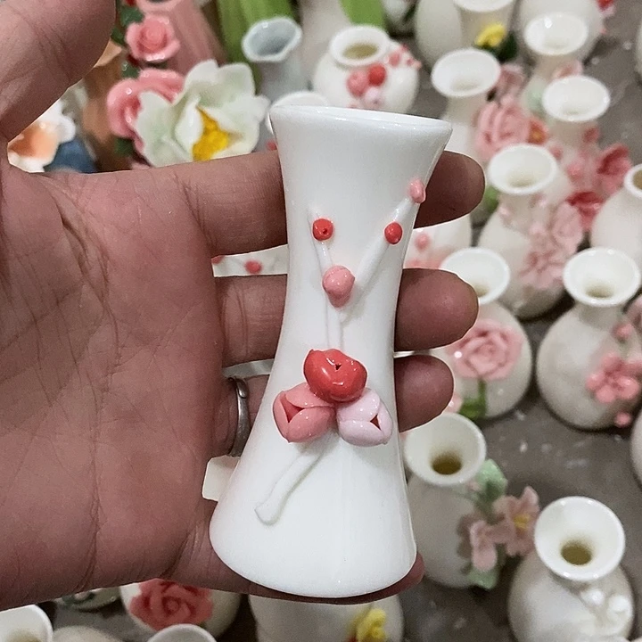 瓷片纯手工陶瓷花摆件瑕