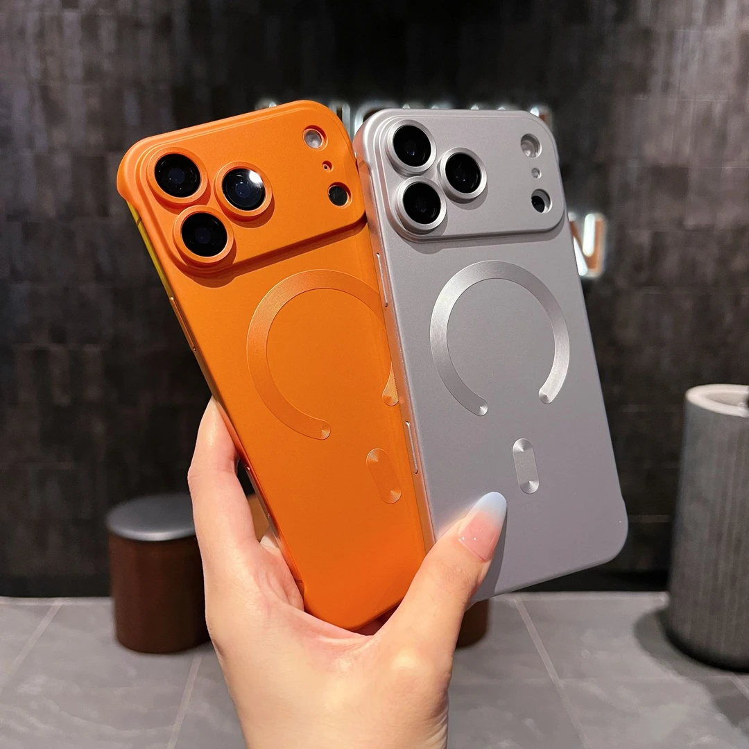 适用于苹果17/16/15无边框磁吸自带镜头膜防摔超薄手机壳网红硬壳