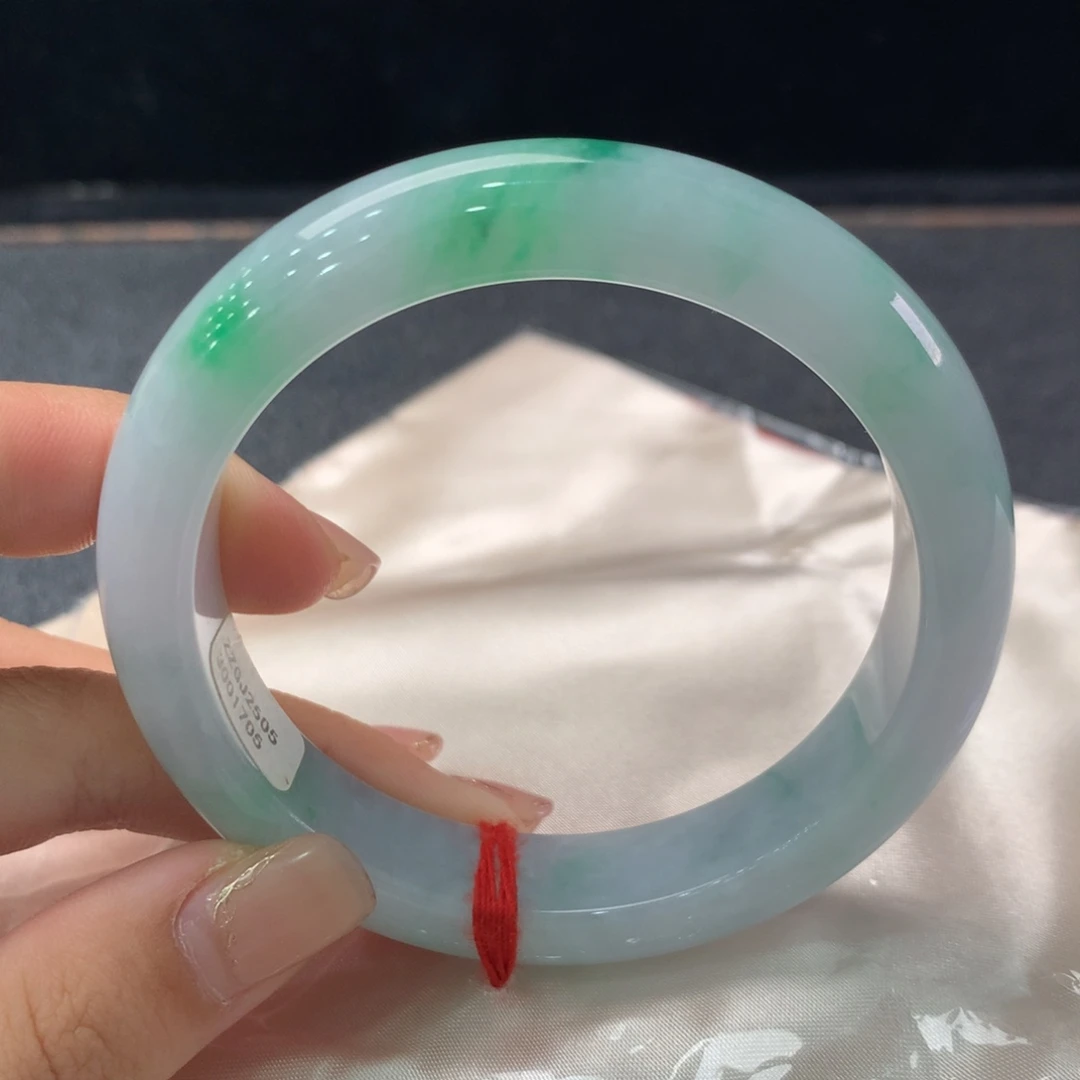 未镶嵌手镯翡翠缅甸A货翡翠 种水阳绿58 59