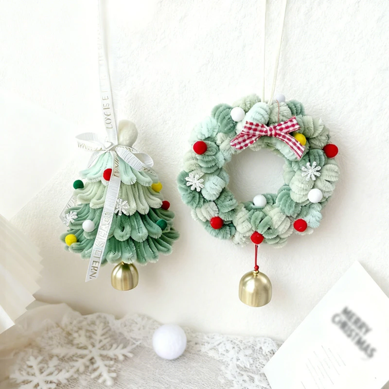 圣诞节圣诞树扭扭棒DIY手工风铃车挂门挂装饰品挂件商场活动