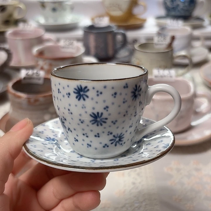 瓷片小容量手绘青花咖啡杯