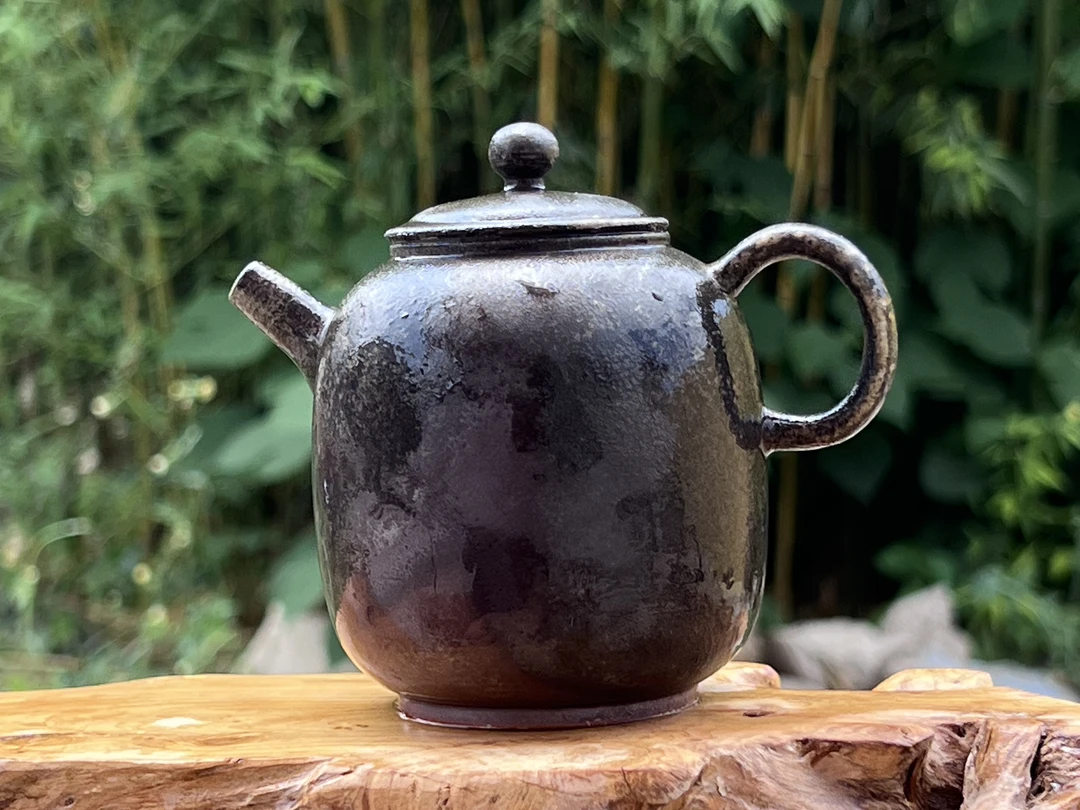 21号陶泥柴烧壶 尺寸11*7.5*9.5 容量190ml 裸坯素烧柴烧壶
